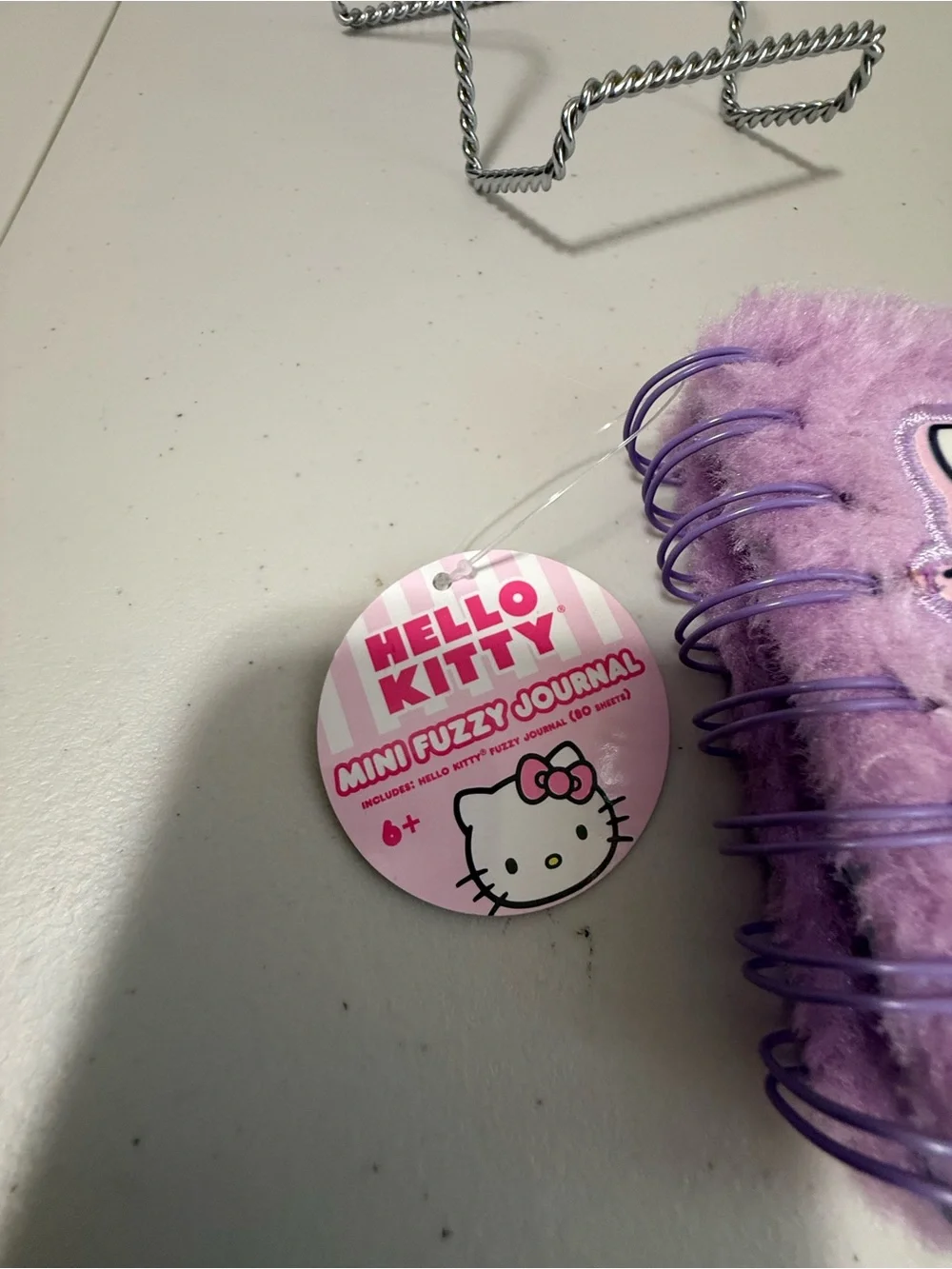 Hello Kitty Lavender Plush Spiral Notebook with Rainbow Heart Patch